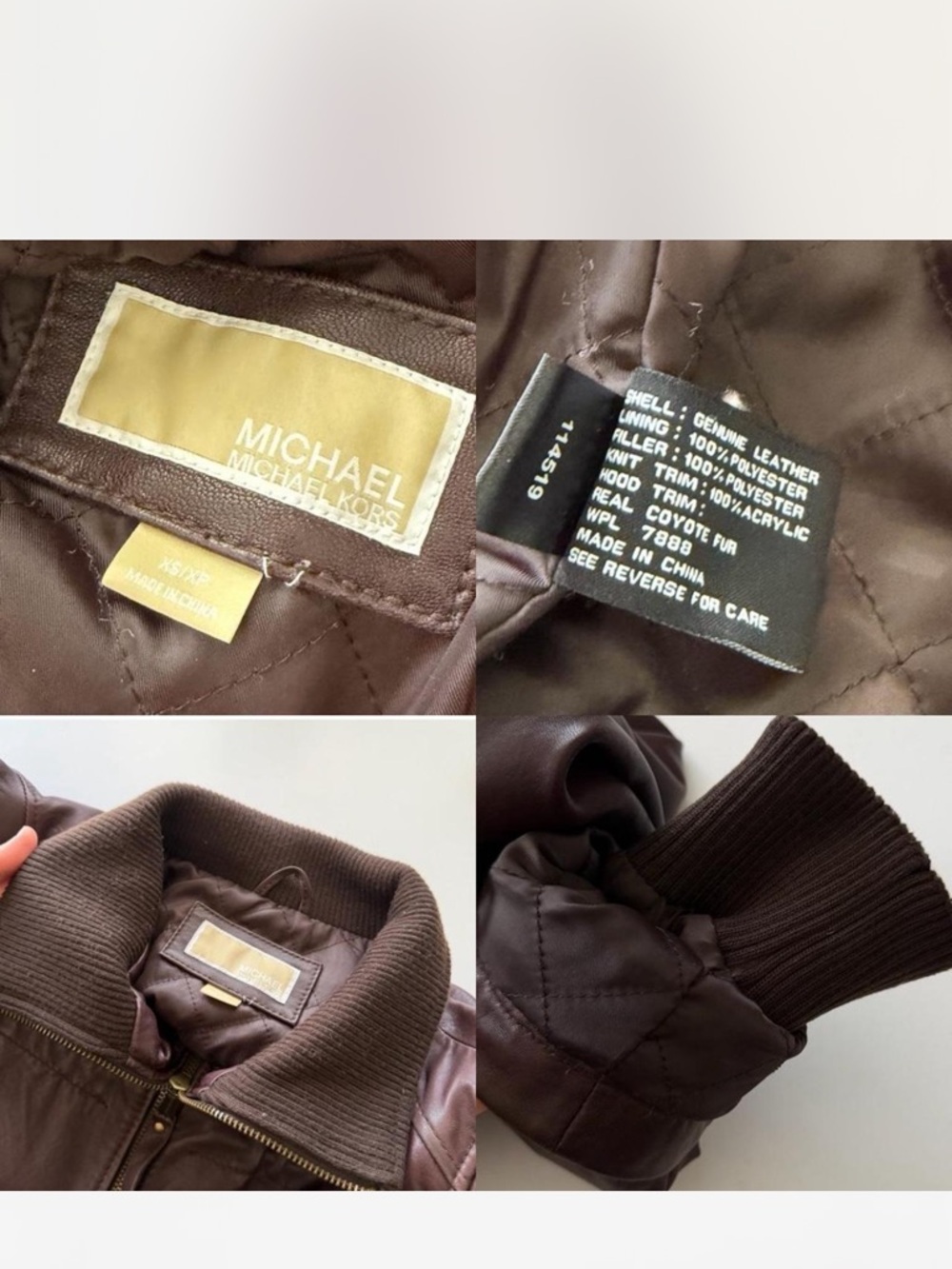 MICHAEL Michael Kors brown leather Utility jacket with distressed look size XS. - Picture 13 of 15